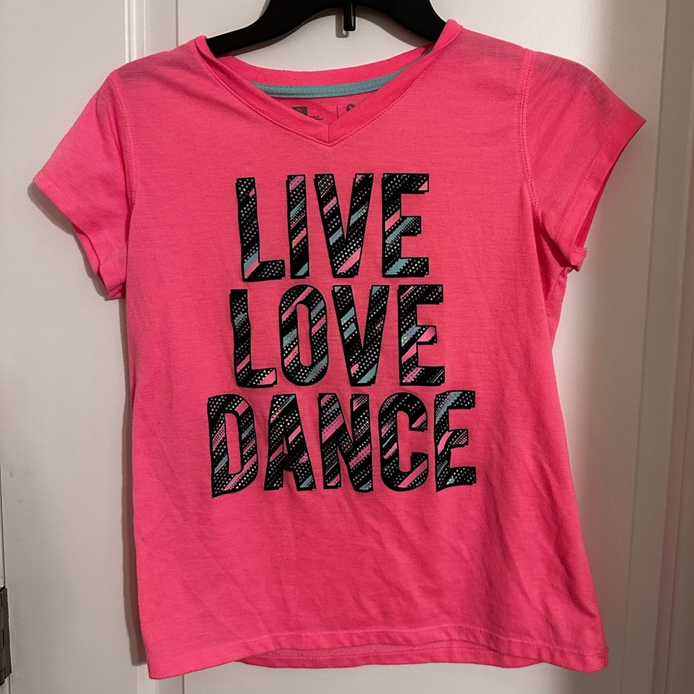 Pink Kids T-Shirt with 'Live Love Dance' Print